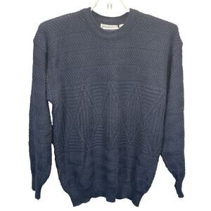 Vtg Brian MacNEIL Knitwear Men's Wool Blend Sweater XL/T Blue Argyle Diamond‎